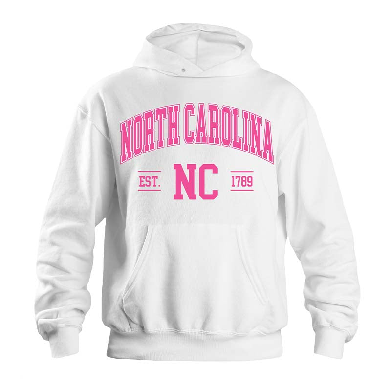 north carolina hoodie in white and pink